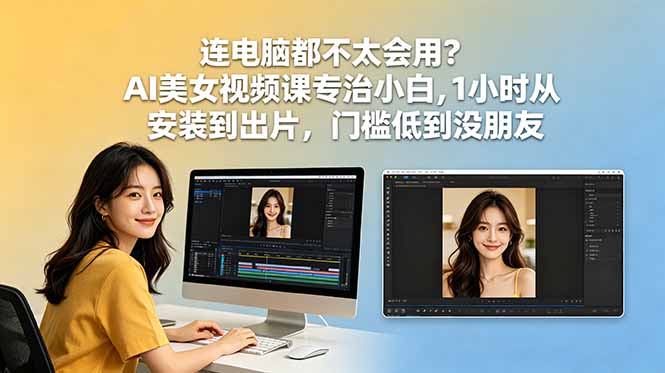 (图1) 闲鱼引流-抖音AI美女<a href="https://www.zdlhp.com/shipinkecheng" title="视频课程" target="_blank">视频课程</a>封面图,展示高清虚拟偶像与AI工具界面融合视觉