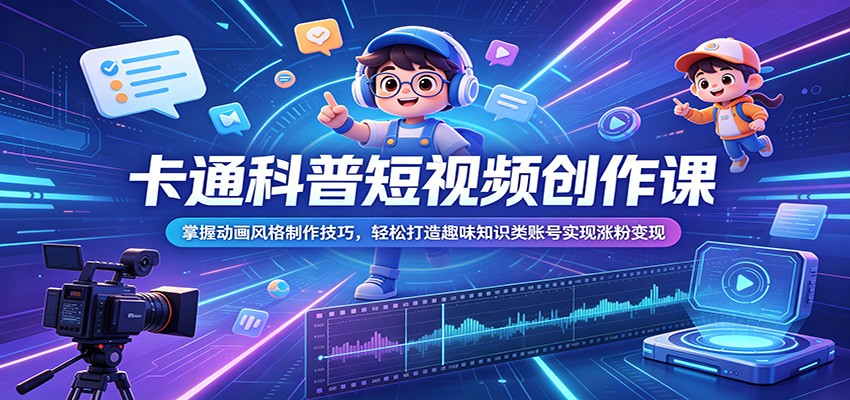 (图1) <a href="https://www.zdlhp.com/remen/9257.html" title="闲鱼" target="_blank">闲鱼</a>引流-卡通科普短<a href="https://www.zdlhp.com/shipinkecheng" title="视频课程" target="_blank">视频课程</a>封面图:手绘风格大脑图标与动态箭头环绕,突出知识可视化与趣味传播核心