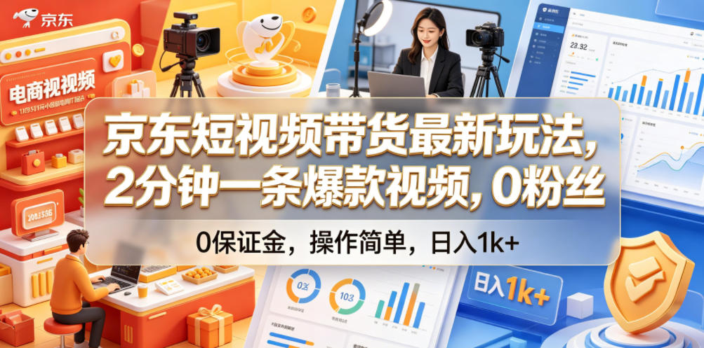 0成本起号！京东短视频带货3步引流法，新手7天精准获客变现不踩坑！