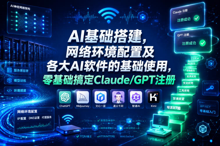 零基础3步搞定Claude与GPT注册！AI工具搭建+网络配置全指南，0成本开启智能办公引流