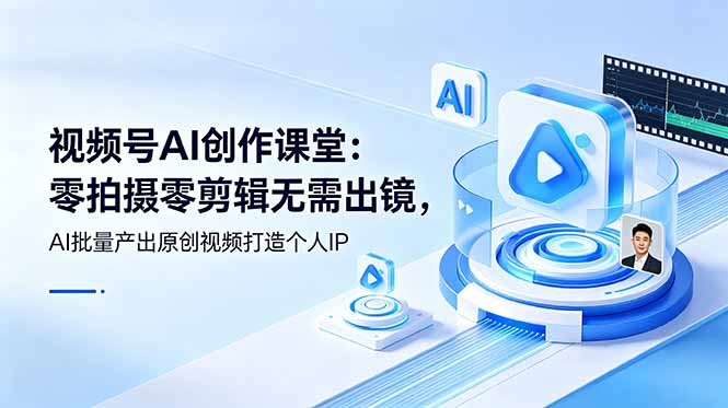 (图1) 闲鱼引流-视频号AI创作课程封面图:零基础学员用AI生成分身出镜<a href="https://www.zdlhp.com/duanshipin" title="短视频" target="_blank">短视频</a>界面截图