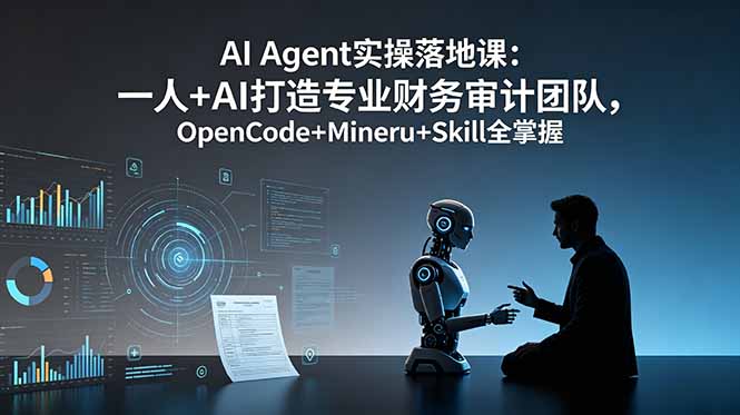 <a href="https://www.zdlhp.com/remen/9257.html" title="闲鱼" target="_blank">闲鱼</a>引流-AI财务审计智能体课程实景界面图，展示OpenCode桌面端与财务数据驾驶舱操作界面