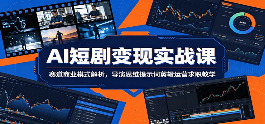 (图1) <a href="https://www.zdlhp.com/remen/9257.html" title="闲鱼" target="_blank">闲鱼</a>引流-AI短剧精品课程封面图:涵盖导演思维、提示词工程与求职面试全流程教学