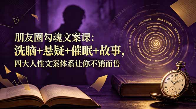 <a href="https://www.zdlhp.com/remen/9257.html" title="闲鱼" target="_blank">闲鱼</a>引流-朋友圈勾魂文案课封面图：四大心理文案体系可视化教学场景