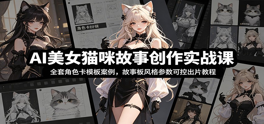(图1) <a href="https://www.zdlhp.com/remen/9257.html" title="闲鱼" target="_blank">闲鱼</a>引流-美女与猫咪AI治愈系故事创作课程封面图,展现温馨画风与角色一致性设计