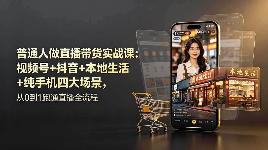 (图1) <a href="https://www.zdlhp.com/remen/9257.html" title="闲鱼" target="_blank">闲鱼</a>引流-零基础直播带货课程封面图,含视频号<a href="https://www.zdlhp.com/douyinkecheng246" title="抖音" target="_blank">抖音</a>本地生活纯手机四大模块教学