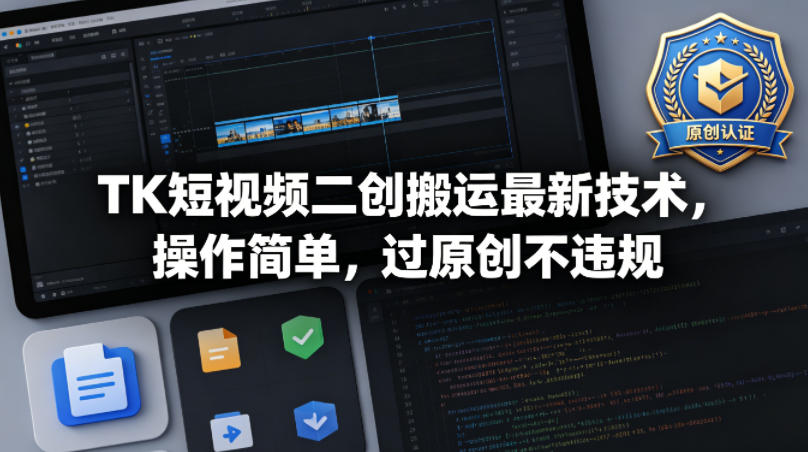 <a href="https://www.zdlhp.com/remen/9257.html" title="闲鱼" target="_blank">闲鱼</a>引流-TK短视频智能二创系统界面演示图：含AI重写面板、节奏校准工具与平台合规检测模块