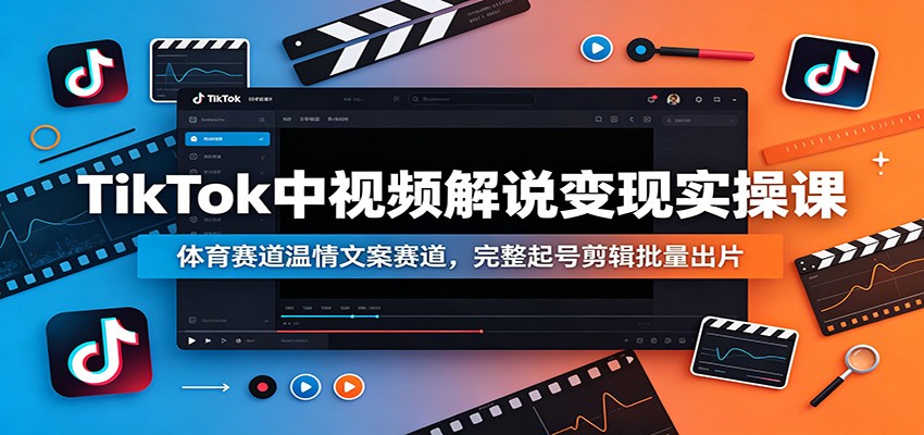 <a href="https://www.zdlhp.com/remen/9257.html" title="闲鱼" target="_blank">闲鱼</a>引流-TikTok中视频双赛道教学封面图：体育解说与温情文案创作实战课程
