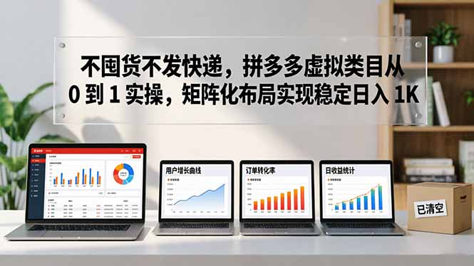 0成本启动！拼多多虚拟类目3步起号，矩阵布局7天达成日入10