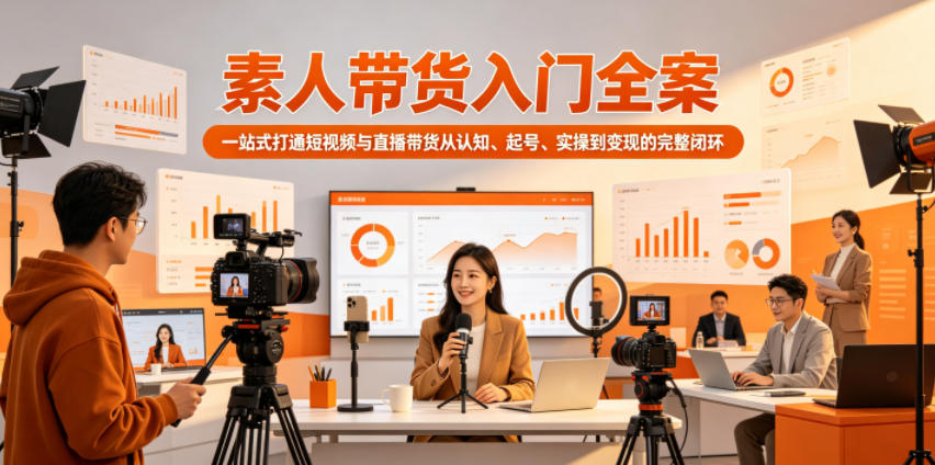 (图1) <a href="https://www.zdlhp.com/remen/9257.html" title="闲鱼" target="_blank">闲鱼</a>引流-素人<a href="https://www.zdlhp.com/duanshipin" title="短视频" target="_blank">短视频</a>直播带货入门课程封面图,展示完整起号流程与实操界面示意图