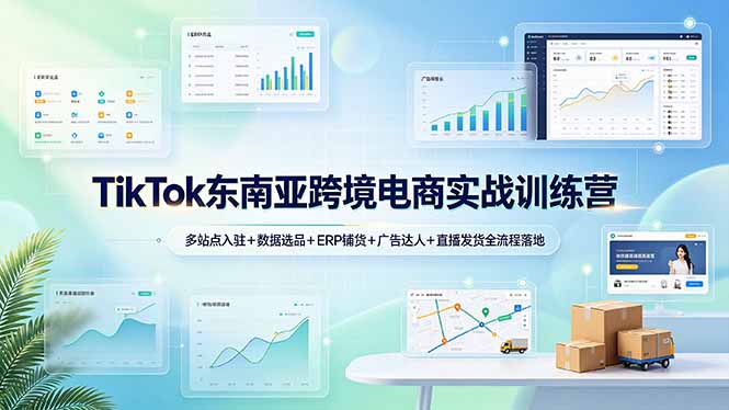 (图1) <a href="https://www.zdlhp.com/remen/9257.html" title="闲鱼" target="_blank">闲鱼</a>引流-TikTok东南亚跨境店铺实操课程封面图,展示多站点运营与安全环境搭建核心内容