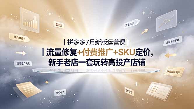 (图1) <a href="https://www.zdlhp.com/remen/9257.html" title="闲鱼" target="_blank">闲鱼</a>引流-2026拼多多店铺流量修复与高投产推广实战课程封面图,含直通车拖价、SKU防比价、直播增效等核心模块
