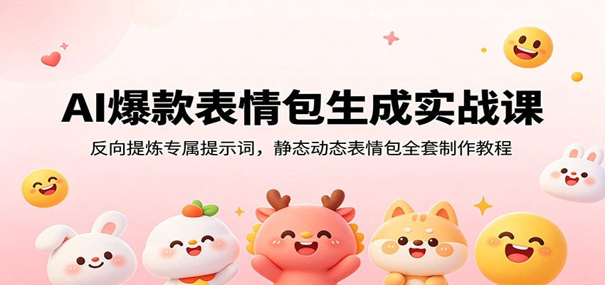 <a href="https://www.zdlhp.com/remen/9257.html" title="闲鱼" target="_blank">闲鱼</a>引流-AI表情包爆款课程封面图展示手绘风格与数字提示词融合界面