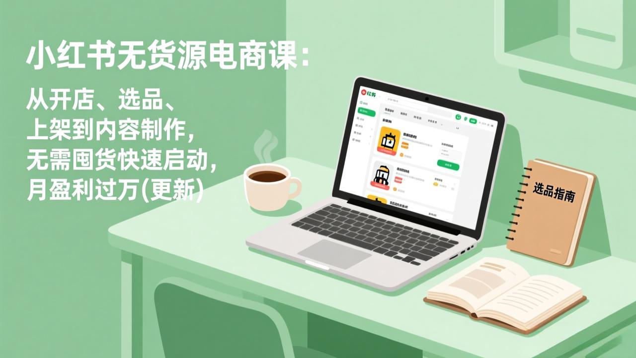 <a href="https://www.zdlhp.com/remen/9257.html" title="闲鱼" target="_blank">闲鱼</a>引流-小红书无货源电商课程封面图，展示手机端笔记发布与店铺后台操作界面