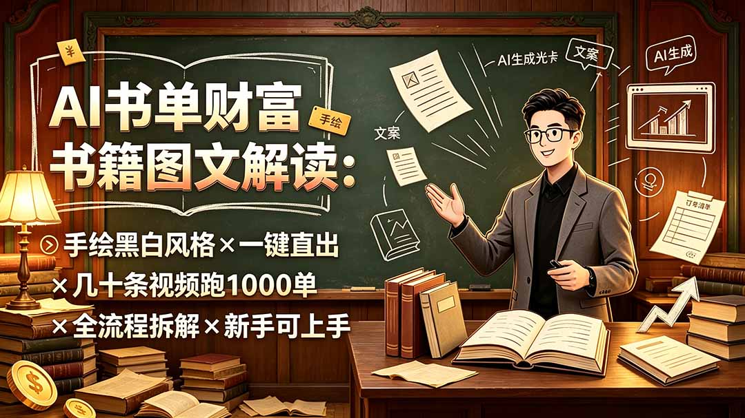 <a href="https://www.zdlhp.com/remen/9257.html" title="闲鱼" target="_blank">闲鱼</a>引流-手绘黑白风格财富类短视频封面示例图，突出思维导图与金句排版