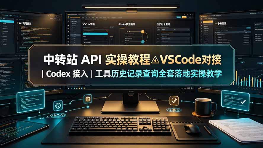 (图1) <a href="https://www.zdlhp.com/remen/9257.html" title="闲鱼" target="_blank">闲鱼</a>引流-中转站API接入VSCode与Codex操作界面截图,展示实时请求日志与历史记录检索面板
