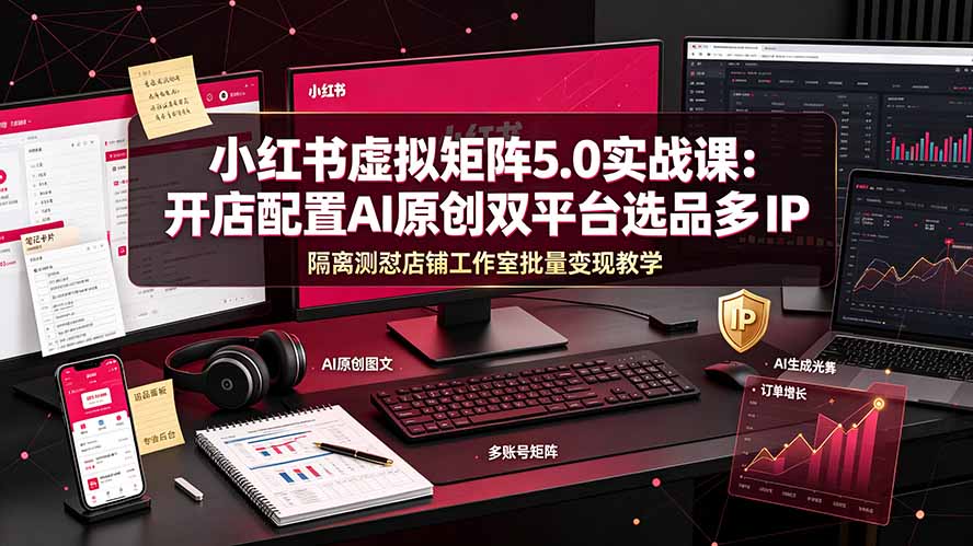小红书虚拟矩阵实战课：0成本启动双平台选