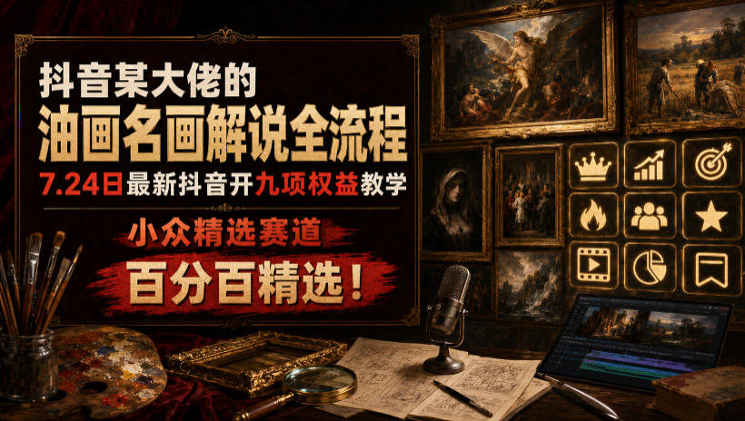 0成本启动！3步搞定抖音油画名画解说引流