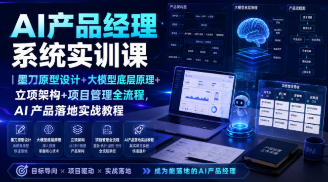 0成本掌握AI产品全流程！从墨刀原型到大模型原理再到立项管理，新手7天搞定AI项目落地变现