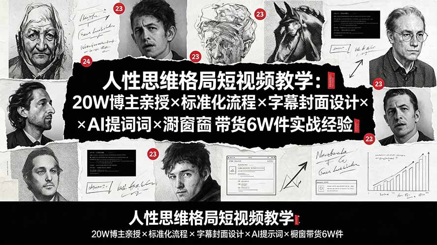 (图1) <a href="https://www.zdlhp.com/remen/9257.html" title="闲鱼" target="_blank">闲鱼</a>引流-抖音人性思维短<a href="https://www.zdlhp.com/shipinkecheng" title="视频课程" target="_blank">视频课程</a>封面图,展示讲师形象与课程核心价值主张