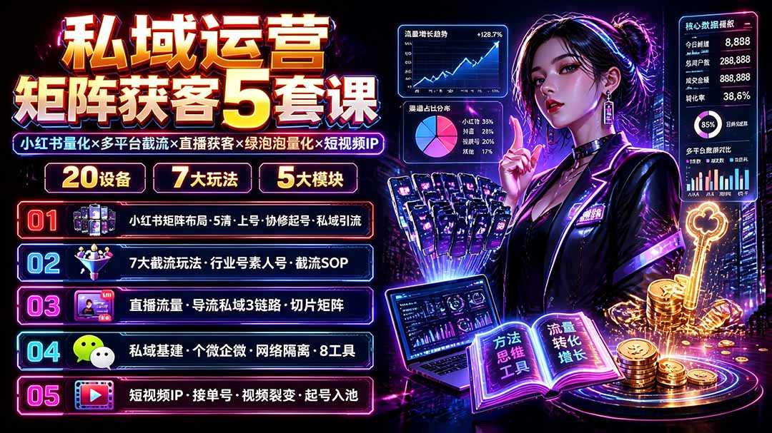 (图2) 闲鱼引流-私域矩阵课程学习人群图解:创业者、运营者、主播、团队负责人与短视频创作者五类核心受众