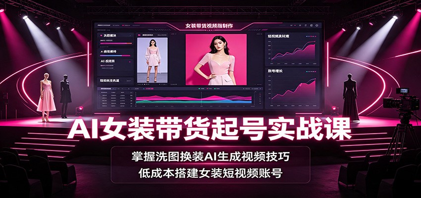 (图1) 闲鱼引流-AI女装带货课程封面图:智能换装与<a href="https://www.zdlhp.com/duanshipin" title="短视频" target="_blank">短视频</a>生成教学场景