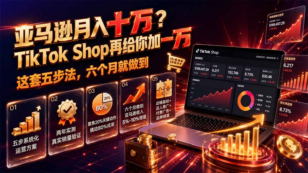 (图1) <a href="https://www.zdlhp.com/remen/9257.html" title="闲鱼" target="_blank">闲鱼</a>引流-TikTok Shop五步增长模型可视化图解:涵盖选品适配、店铺基建、创作者合作、付费广告、品牌扩张五大核心阶段