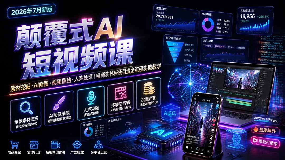 (图2) 闲鱼引流-AI多模态视频编辑后台操作界面含人物替换与背景重绘功能模块