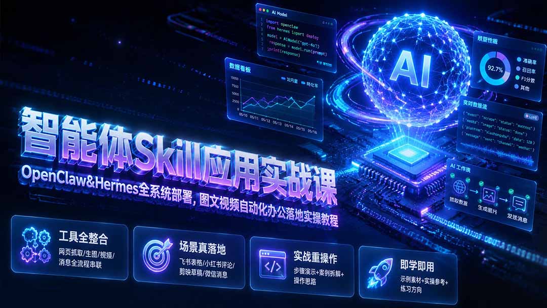 闲鱼引流-AI智能体课程学习路径图：清晰展示从环境部署、技能开发到多平台集成的进阶式学习阶段