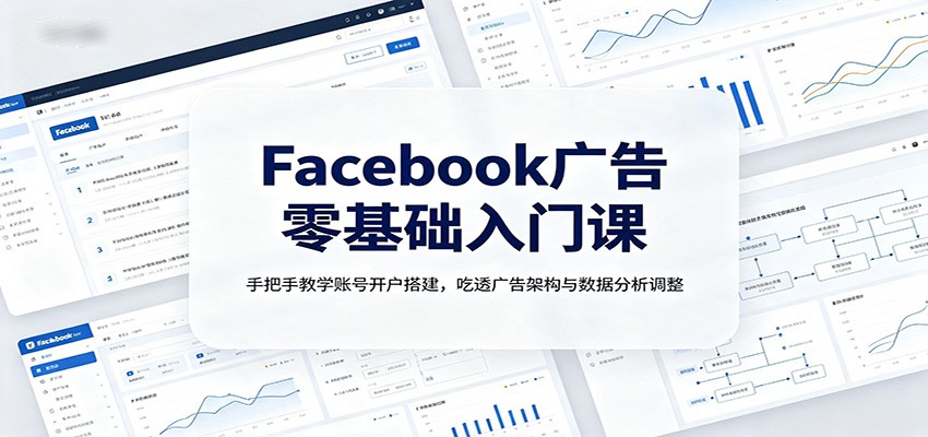 (图1) <a href="https://www.zdlhp.com/remen/9257.html" title="闲鱼" target="_blank">闲鱼</a>引流-Facebook广告零基础入门课程封面图,含开户流程、结构搭建与数据优化三大核心模块