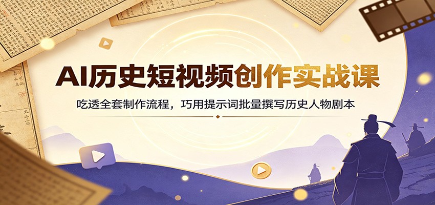 (图1) <a href="https://www.zdlhp.com/remen/9257.html" title="闲鱼" target="_blank">闲鱼</a>引流-AI历史短<a href="https://www.zdlhp.com/shipinkecheng" title="视频课程" target="_blank">视频课程</a>封面图展示卫青岳飞等人物IP与智能脚本界面