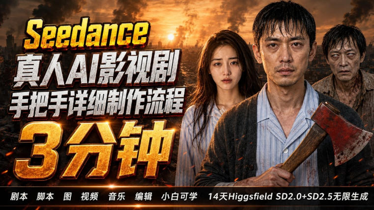 (图1) <a href="https://www.zdlhp.com/remen/9257.html" title="闲鱼" target="_blank">闲鱼</a>引流-Higgsfield与Seedance 2.0联合生成的3分钟AI真人短剧成片效果预览图