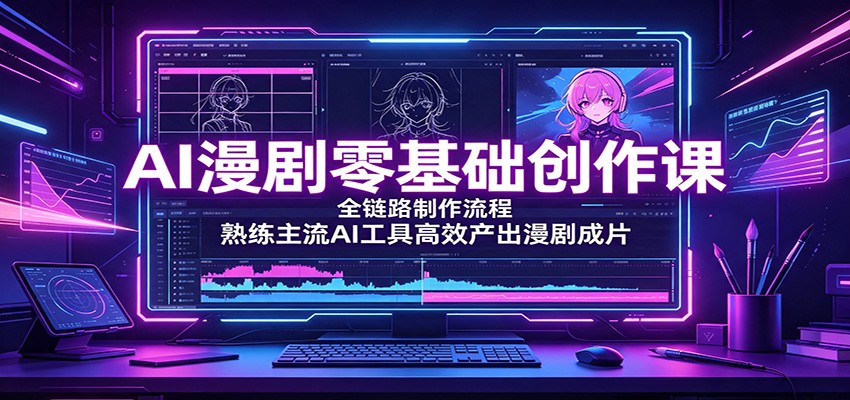 (图1) <a href="https://www.zdlhp.com/remen/9257.html" title="闲鱼" target="_blank">闲鱼</a>引流-AI漫剧全流程教学封面图:Midjourney出图+Seedance2动态生成+即梦4.0剪辑界面组合展示