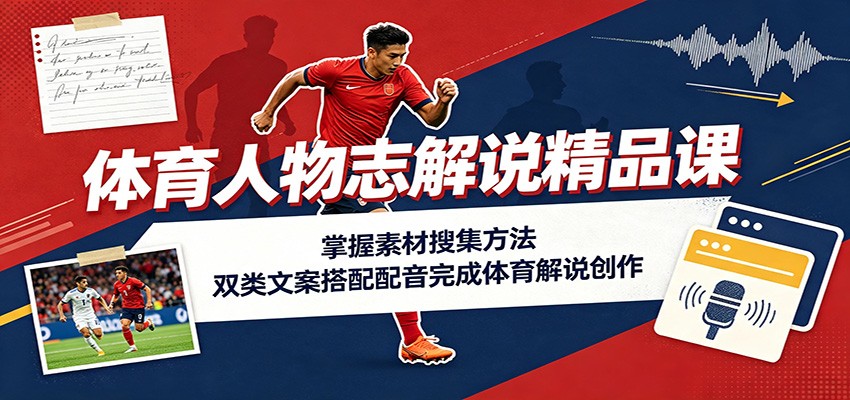 0成本入门！3步搞定体育解说素材搜集与双文案配音创作