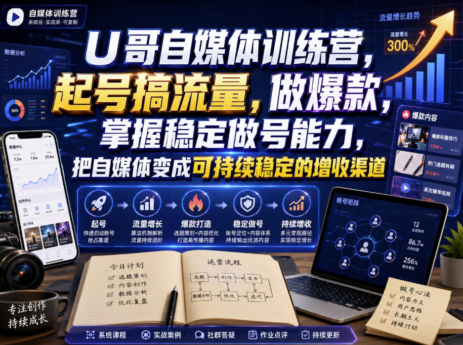 (图1) <a href="https://www.zdlhp.com/remen/9257.html" title="闲鱼" target="_blank">闲鱼</a>引流-U哥自媒体训练营实战教学场景展示:手机端数据分析与内容优化界面