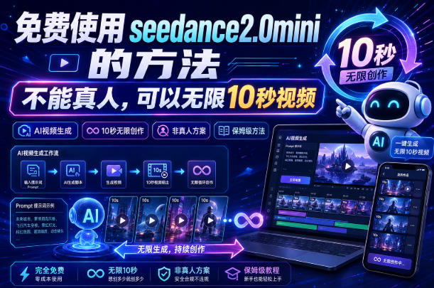 0成本解锁Seedance 2.0 Mini！3步生成无限10秒短视频，9图3音精准引流获客