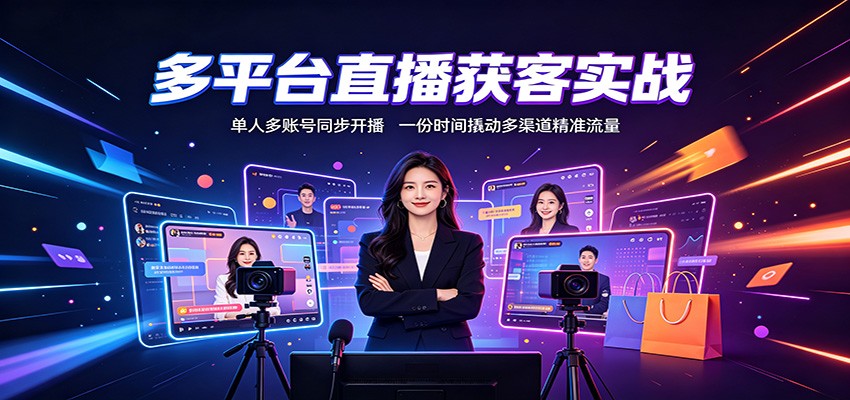 (图1) <a href="https://www.zdlhp.com/remen/9257.html" title="闲鱼" target="_blank">闲鱼</a>引流-多平台直播获客课程封面图:主播同步运营<a href="https://www.zdlhp.com/douyinkecheng246" title="抖音" target="_blank">抖音</a>快手视频号三端直播间场景示意图