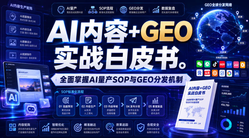 0成本掌握AI内容量产与GEO精准分发SOP，新手7天实现高效引流！