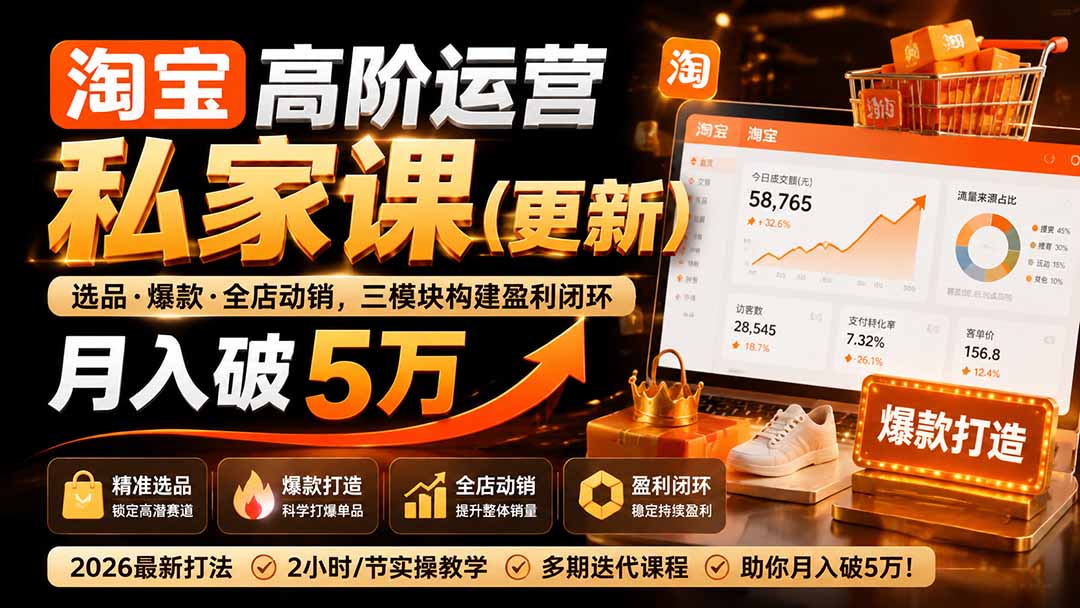 (图1) <a href="https://www.zdlhp.com/remen/9257.html" title="闲鱼" target="_blank">闲鱼</a>引流-2026爆款训练营课程封面图展示高胜率打爆方法论与实操界面