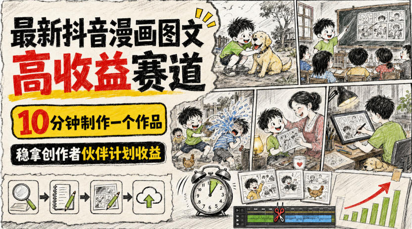<a href="https://www.zdlhp.com/remen/9257.html" title="闲鱼" target="_blank">闲鱼</a>引流-抖音漫画图文创作实操界面截图展示高效编辑流程与高点击率封面效果
