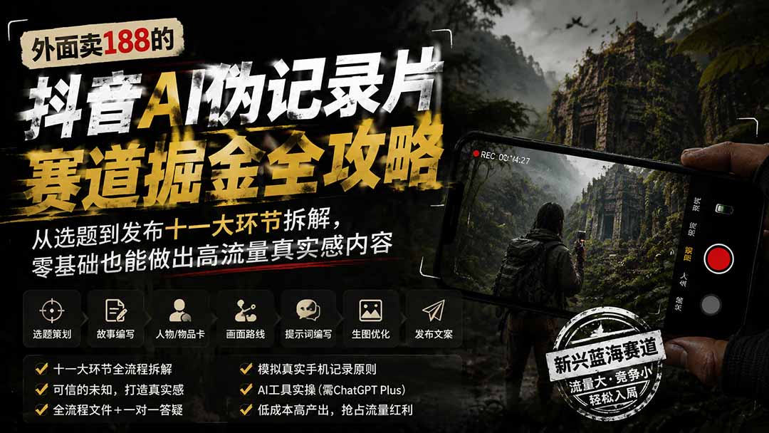 (图2) 闲鱼引流-AI伪纪录片学习者操作界面截图含故事线时间轴与提示词调试面板