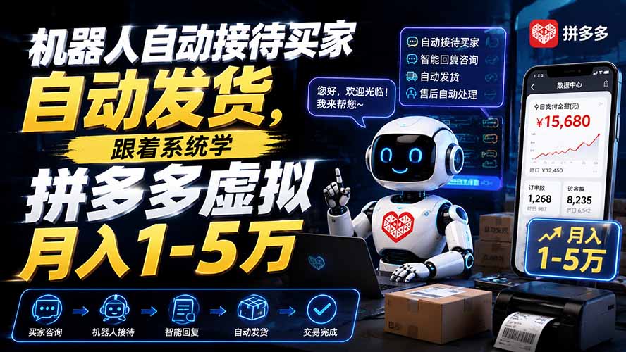 <a href="https://www.zdlhp.com/remen/9257.html" title="闲鱼" target="_blank">闲鱼</a>引流-拼多多虚拟电商实操后台界面展示：订单自动处理与收益实时统计