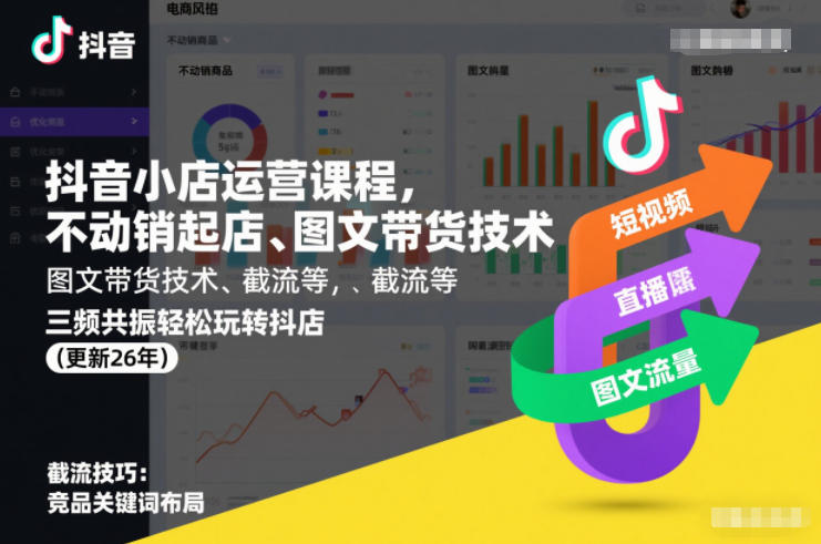 0成本启动抖音小店！3步搞定不动销起店、图文带货与精准截流，新手也能快速获客变现