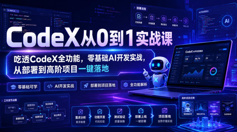 <a href="https://www.zdlhp.com/remen/9257.html" title="闲鱼" target="_blank">闲鱼</a>引流-CodeX零基础实战课界面演示图，展示本地部署成功与无限画布控图操作界面