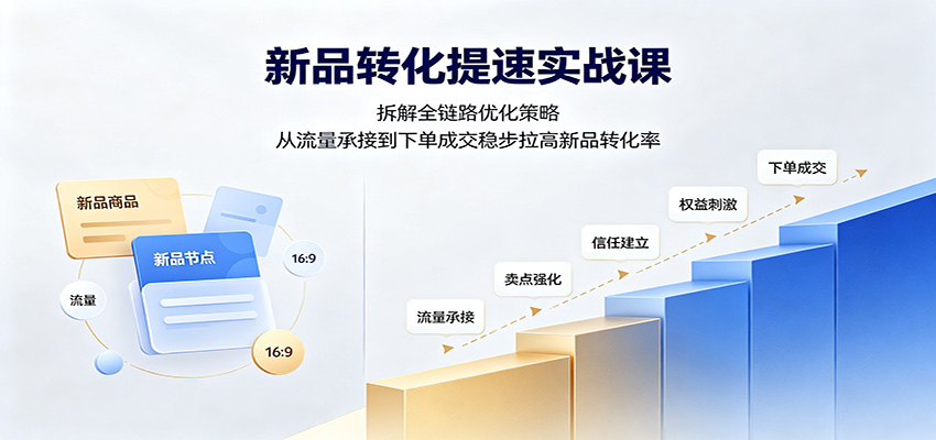 (图1) <a href="https://www.zdlhp.com/remen/9257.html" title="闲鱼" target="_blank">闲鱼</a>引流-<a href="https://www.zdlhp.com/dianshang" title="电商" target="_blank">电商</a>新品冷启动转化优化课程封面图,含用户行为路径与转化漏斗可视化设计