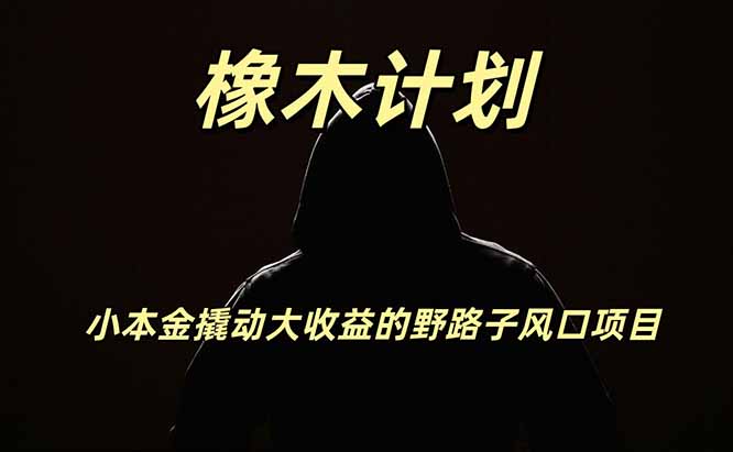 0成本启动！3步搞定橡木计划精准引流，新手7天快速上手变现！