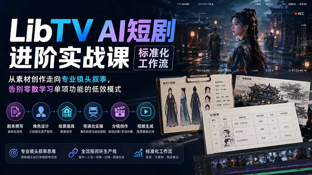0成本掌握AI短剧全流程！3步打通素材创作到专业镜头叙事，新手也能高效获客