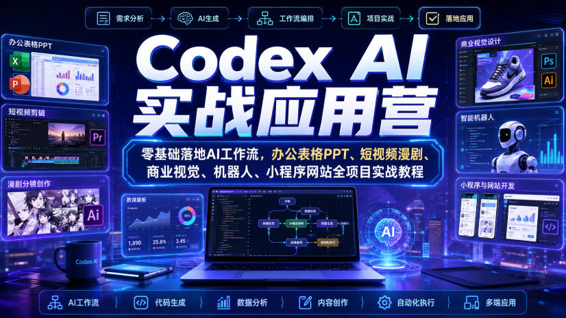 0成本掌握AI工作流！7天搞定办公表格、短视频、商业设计与小程序开发，新手也能上手！