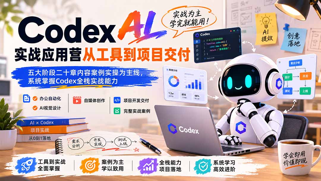 闲鱼引流-Codex AI办公自动化场景示意图，展示Excel表格处理与PPT智能生成双工作流