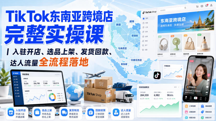 0成本启动TikTok东南亚跨境店！3步搞定入驻开店、选品上架与达人引流变现